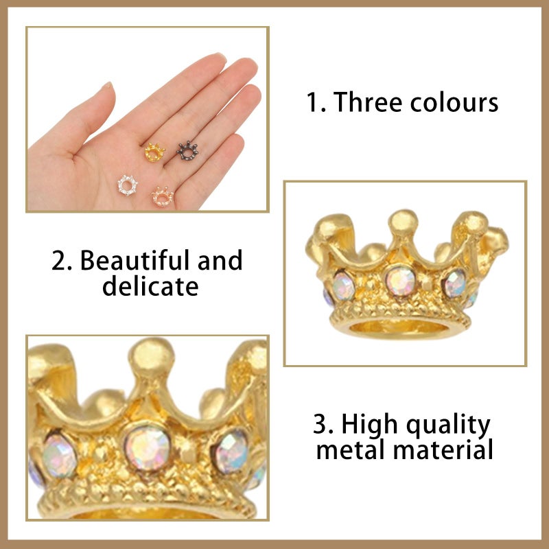 FREEBLOSS 12 Pcs Dollhouse Mini Crown Metal Mini Doll Crown 4 Colors Tiny Miniature Crowns with Stars Princess Cake Topper Dolls Headwear Accessories 0.47 * 0.24""(Gold/Silver/Rose Gold/Black) - Image 4